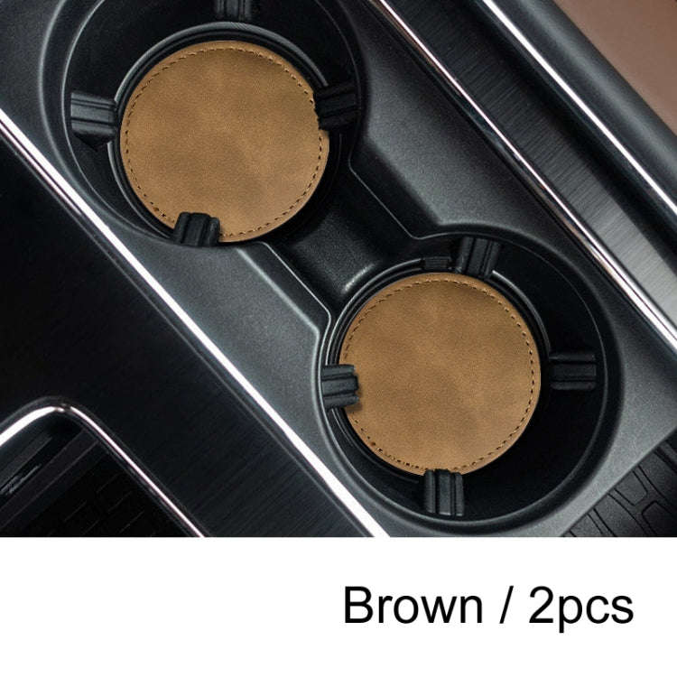 2pcs/ Set Car Suede Anti-Slip Water Coaster Car Interior Decoration(Brown)