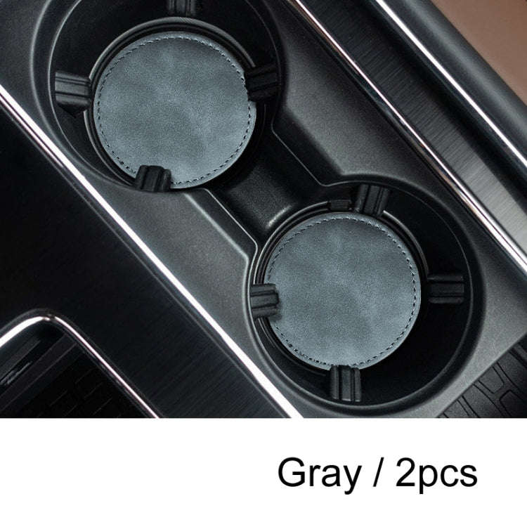 2pcs/ Set Car Suede Anti-Slip Water Coaster Car Interior Decoration(Gray)