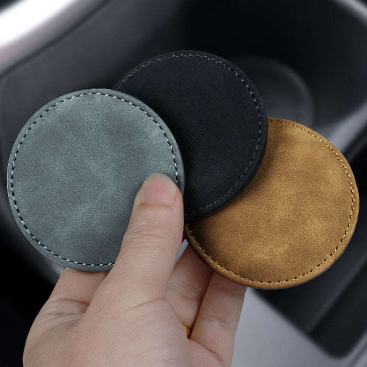 2pcs/ Set Car Suede Anti-Slip Water Coaster Car Interior Decoration(Black)