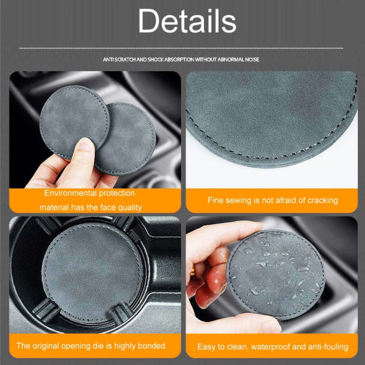 2pcs/ Set Car Suede Anti-Slip Water Coaster Car Interior Decoration(Black)