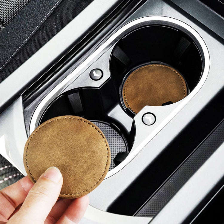 2pcs/ Set Car Suede Anti-Slip Water Coaster Car Interior Decoration(Gray)