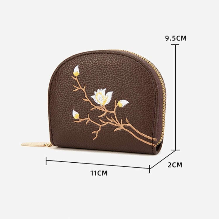 Semicircular Embroidery Large Capacity Multi-card Slot ID Card Holder(Grey)