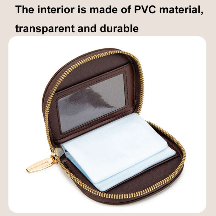 Semicircular Embroidery Large Capacity Multi-card Slot ID Card Holder(Black)