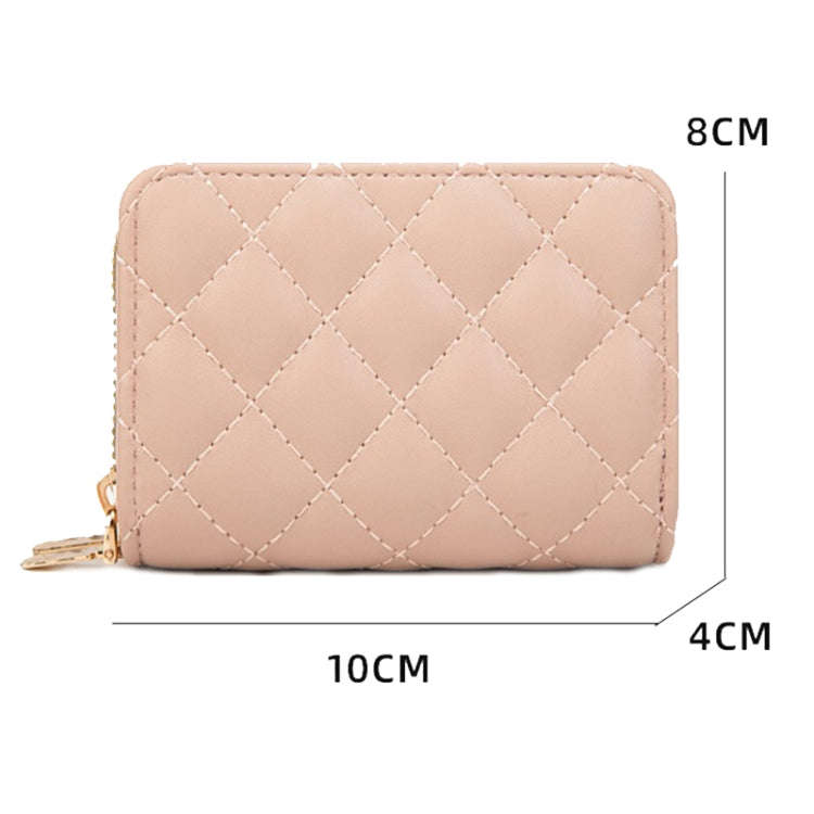 Large Capacity Double Layer Zipper Wallet Multi-card Slot Rhombus Card Holder(Black)
