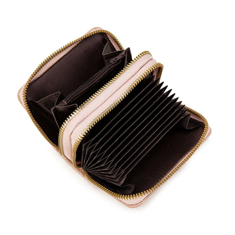 Large Capacity Double Layer Zipper Wallet Multi-card Slot Rhombus Card Holder(Black)
