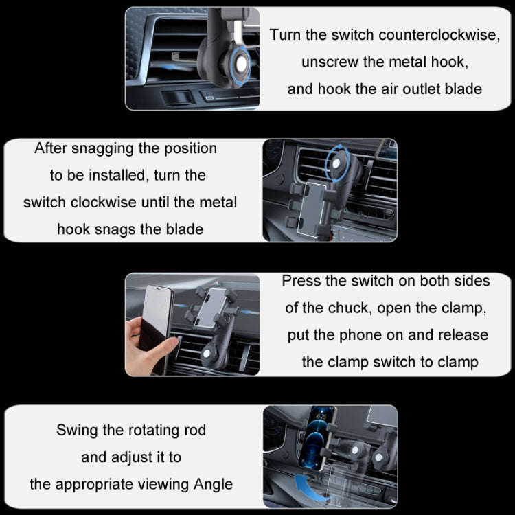 Car Multifunctional 360-degree Rotating Mobile Phone Holder(Air Outlet Model)