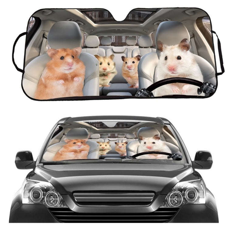 70x138cm Printed Car Sun Protection Heat Insulation Sunshade(Hamster)