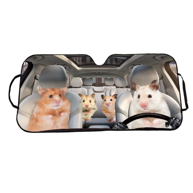 70x138cm Printed Car Sun Protection Heat Insulation Sunshade(Hamster)