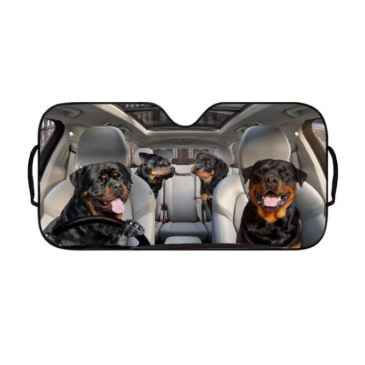 70x138cm Printed Car Sun Protection Heat Insulation Sunshade(Black Dog)