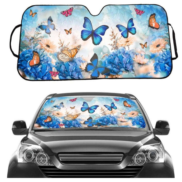 70x138cm Printed Car Sun Protection Heat Insulation Sunshade(Color Butterfly)