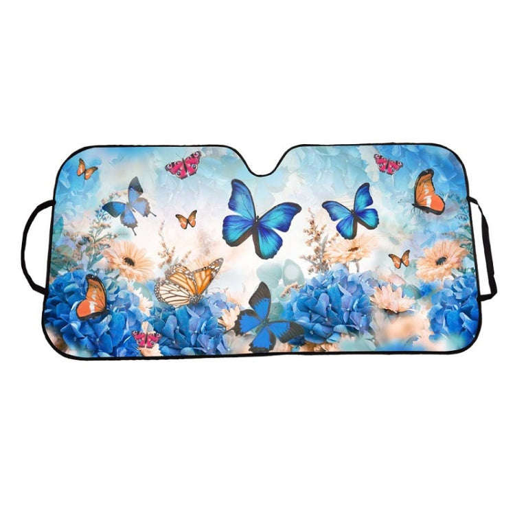 70x138cm Printed Car Sun Protection Heat Insulation Sunshade(Color Butterfly)