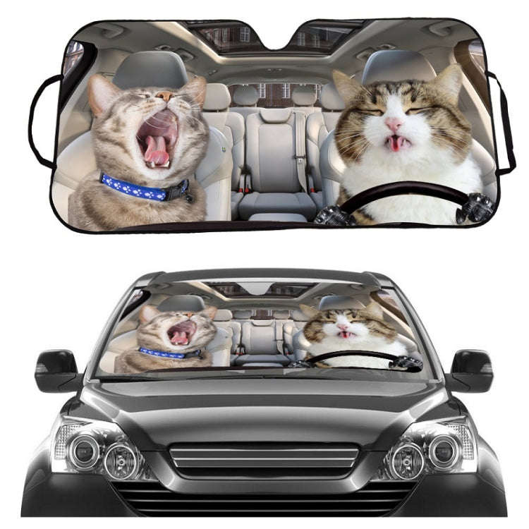 70x145cm Printed Car Sun Protection Heat Insulation Sunshade(Cat)