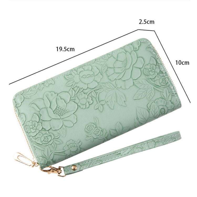 Large Capacity Embossed Long Zippered Wallet with Multiple Card Slots(Camel)