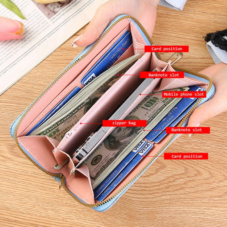 Large Capacity Embossed Long Zippered Wallet with Multiple Card Slots(Camel)