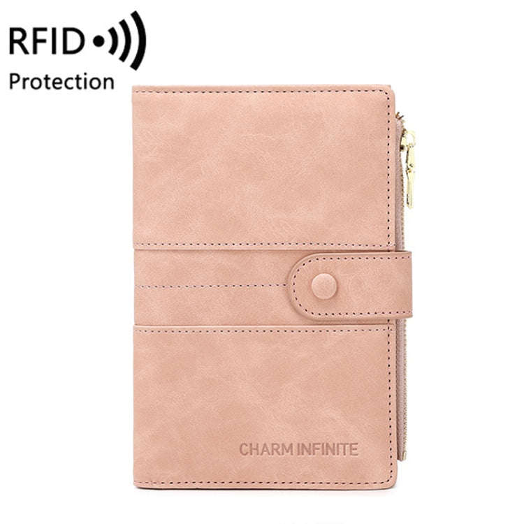 RFID Anti-theft Multi-card Slot Document Bag Multifunctional Zipper Travel Passport Bag(Pink)