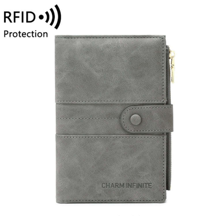 RFID Anti-theft Multi-card Slot Document Bag Multifunctional Zipper Travel Passport Bag(Grey)