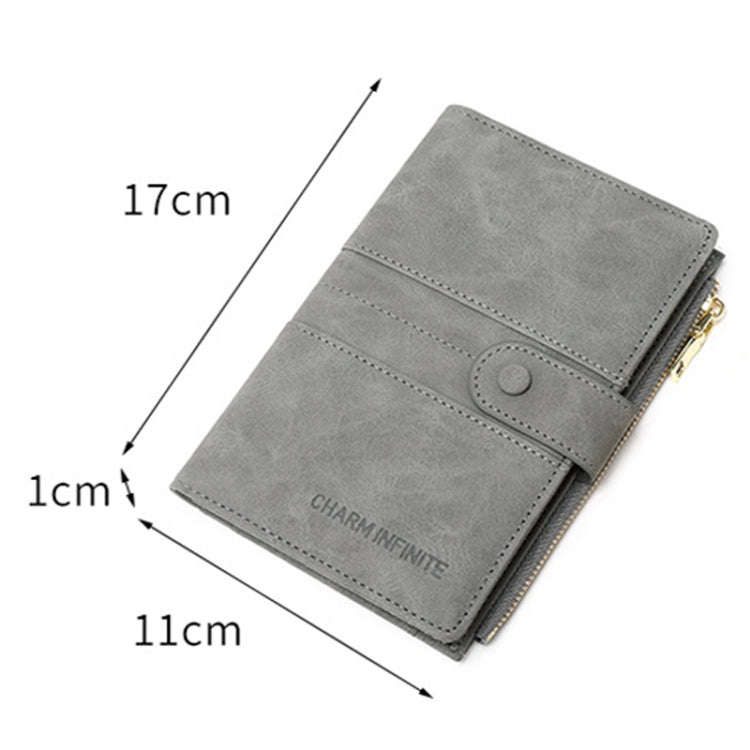 RFID Anti-theft Multi-card Slot Document Bag Multifunctional Zipper Travel Passport Bag(Grey)