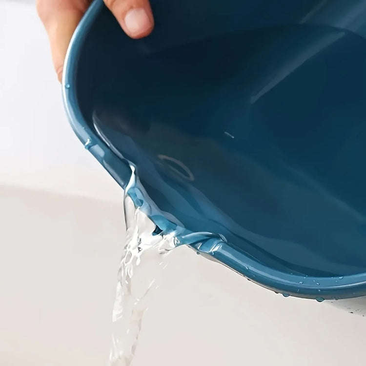 8 In 1 Drain Basket Double-Layer Vegetable Washing Basket Fruit Basin(Blue and Yellow)
