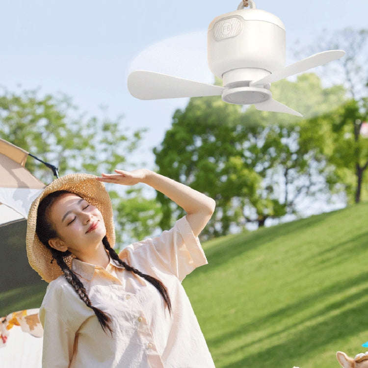 USB Plug-in Version Small Ceiling Fan Camping Outdoor Portable Hanging Fan(White)