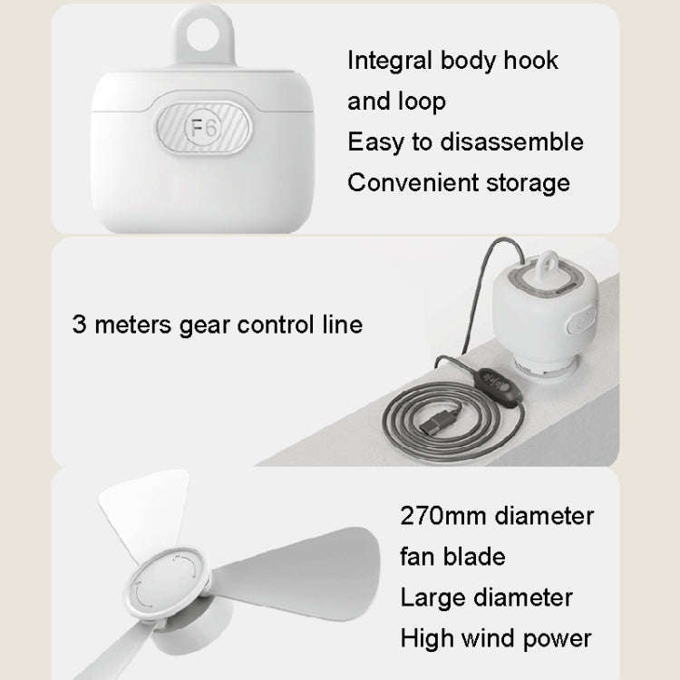 USB Plug-in Version Small Ceiling Fan Camping Outdoor Portable Hanging Fan(White)