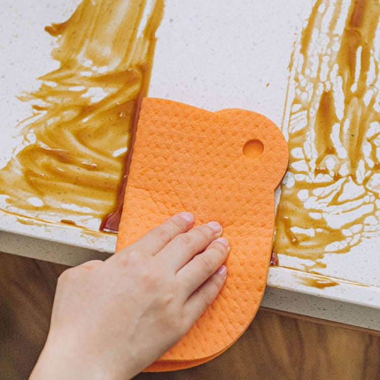 Wood Pulp Cotton Rag Kitchen Absorbent Traceless Cleaning Cloths Oil-free Sponge Wipes(Color Random)