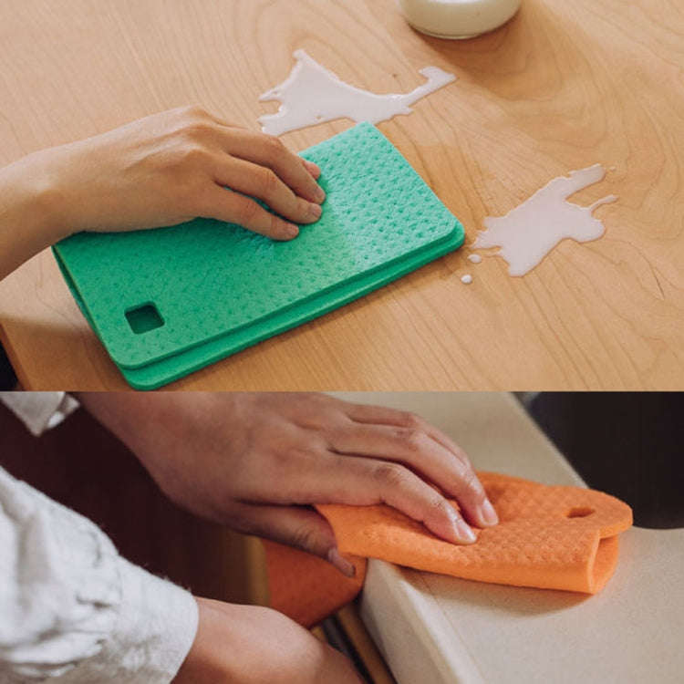 Wood Pulp Cotton Rag Kitchen Absorbent Traceless Cleaning Cloths Oil-free Sponge Wipes(Color Random)