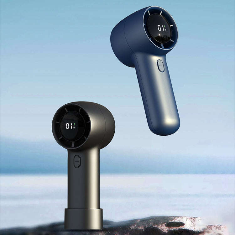 Outdoor Handheld Turbine Digital Display 100-Speed High-Speed Mini Fan, Color: Navy Blue