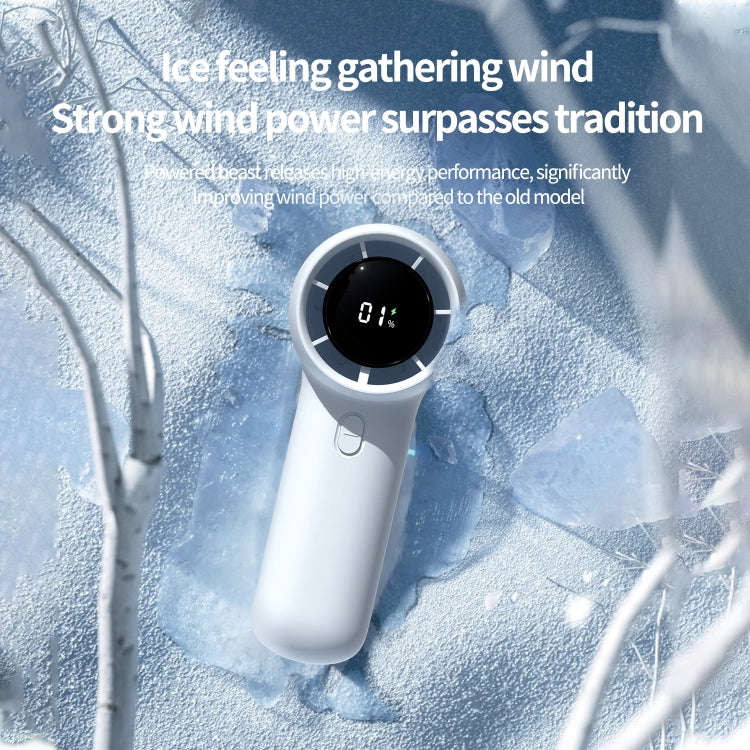 Outdoor Handheld Turbine Digital Display 100-Speed High-Speed Mini Fan, Color: Navy Blue