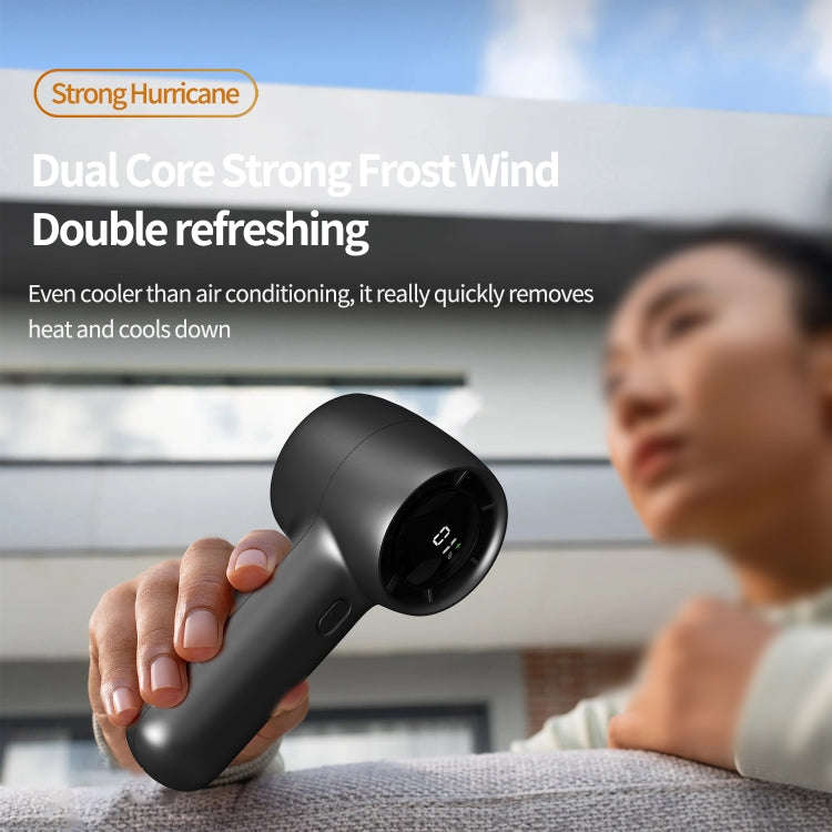 Outdoor Handheld Turbine Digital Display 100-Speed High-Speed Mini Fan, Color: Black