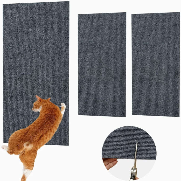 60 x 100cm Trimmable Self-Adhesive Cat Scratching Mat DIY Climbing Cat Scratcher(Black)
