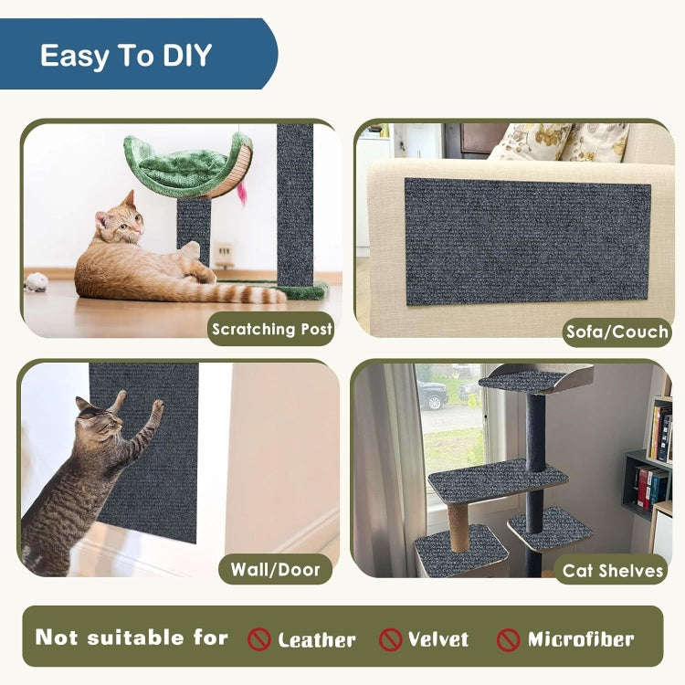60 x 100cm Trimmable Self-Adhesive Cat Scratching Mat DIY Climbing Cat Scratcher(Black)