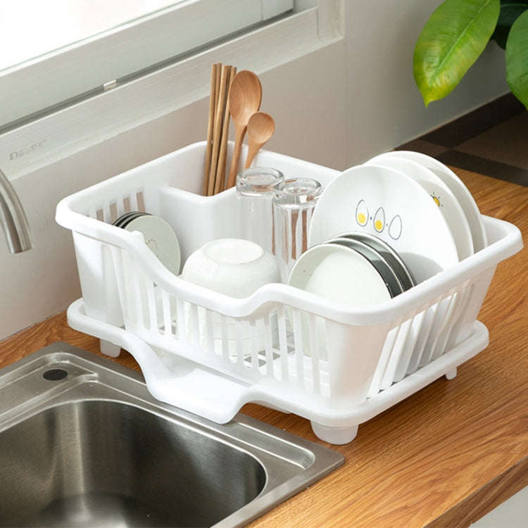 Dishes Storage Rack Kitchen Sink Drainage Shelf Small Cupboard Dish Box, Color: Extra Thick White