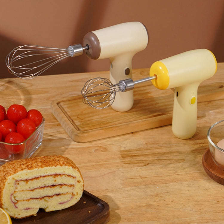 Wireless Mini Handheld Multi-Function Electric Stirring Mixer, Color: Single Stick Beige(5 Gear)