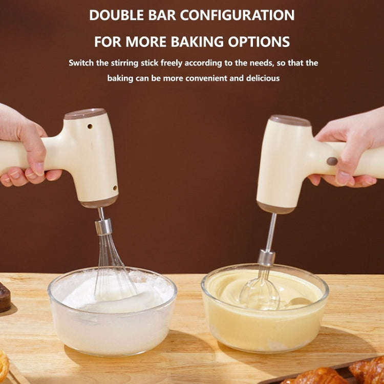 Wireless Mini Handheld Multi-Function Electric Stirring Mixer, Color: Double Stick Khaki(5 Gear)