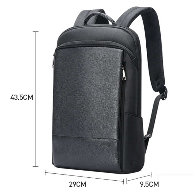 Bopai First-Layer Cowhide Business Commuter Waterproof And Lightweight Laptop Backpack, Color: De...