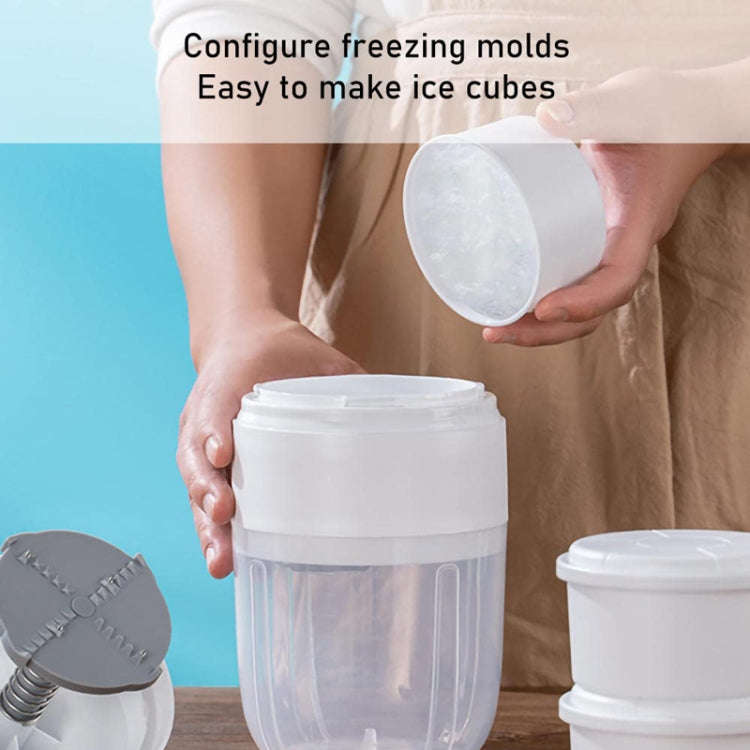 Small Manual Shaved Ice Machine DIY Home Smoothie Maker(White With 1 Mold)