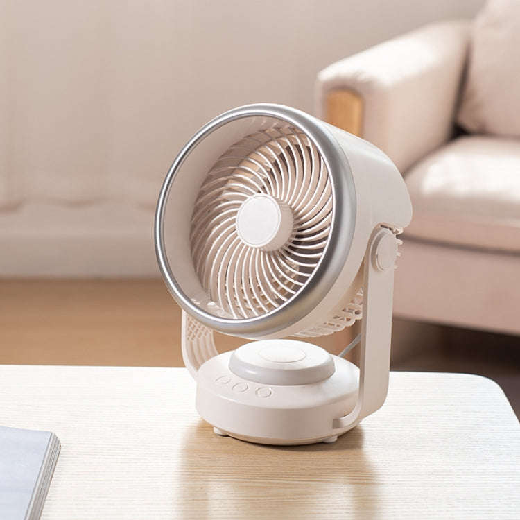 Air Circulation Fan Automatic Oscillating Head Desktop Fan With LED Light(White)
