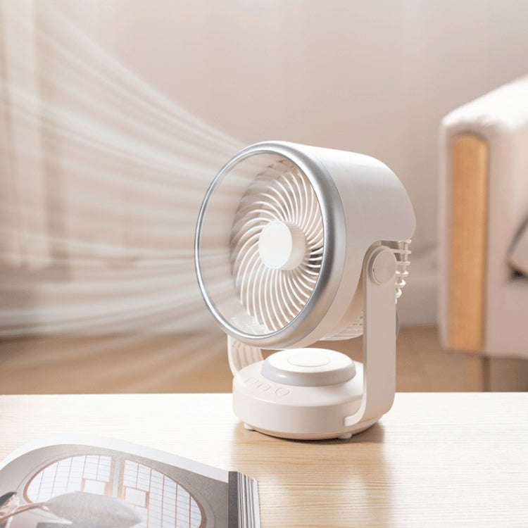Air Circulation Fan Automatic Oscillating Head Desktop Fan With LED Light(White)