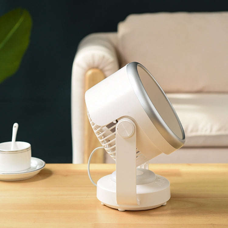 Air Circulation Fan Automatic Oscillating Head Desktop Fan With LED Light(White)
