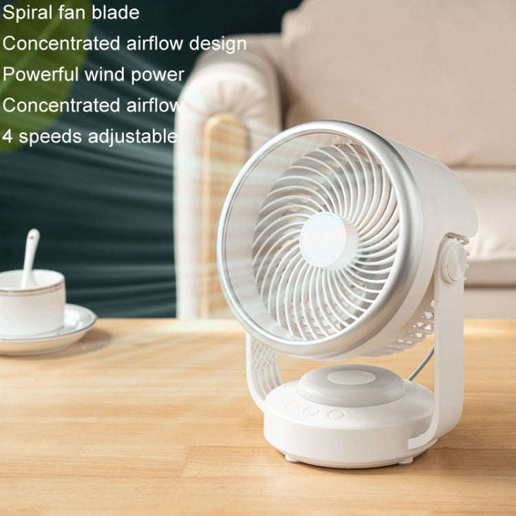 Air Circulation Fan Automatic Oscillating Head Desktop Fan With LED Light(White)