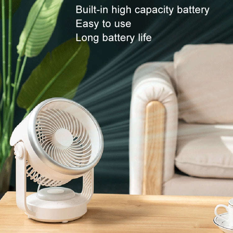 Air Circulation Fan Automatic Oscillating Head Desktop Fan With LED Light(White)
