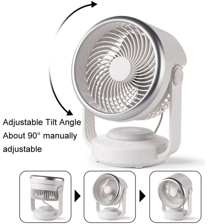 Air Circulation Fan Automatic Oscillating Head Desktop Fan With LED Light(White)