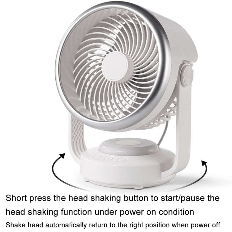 Air Circulation Fan Automatic Oscillating Head Desktop Fan With LED Light(White)