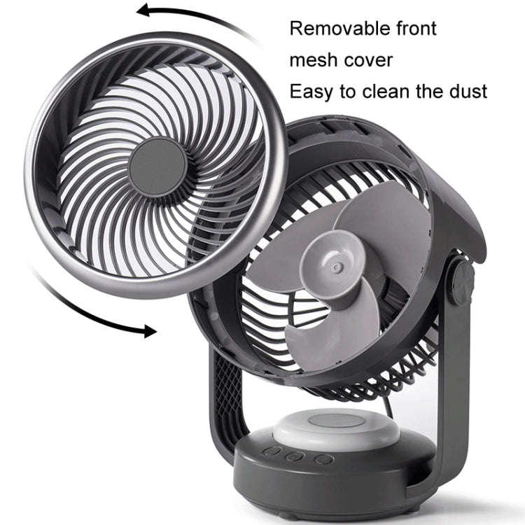 Air Circulation Fan Automatic Oscillating Head Desktop Fan With LED Light(White)