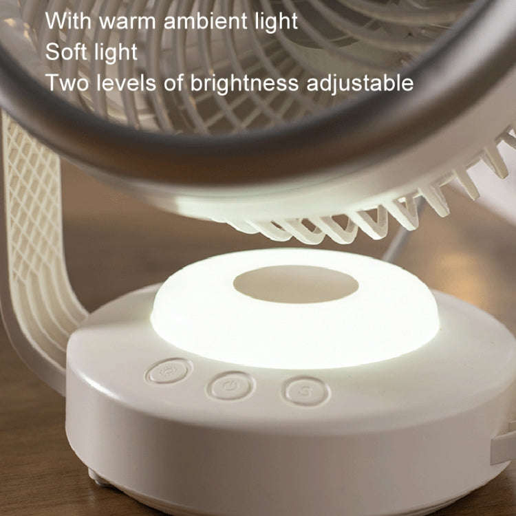 Air Circulation Fan Automatic Oscillating Head Desktop Fan With LED Light(White)