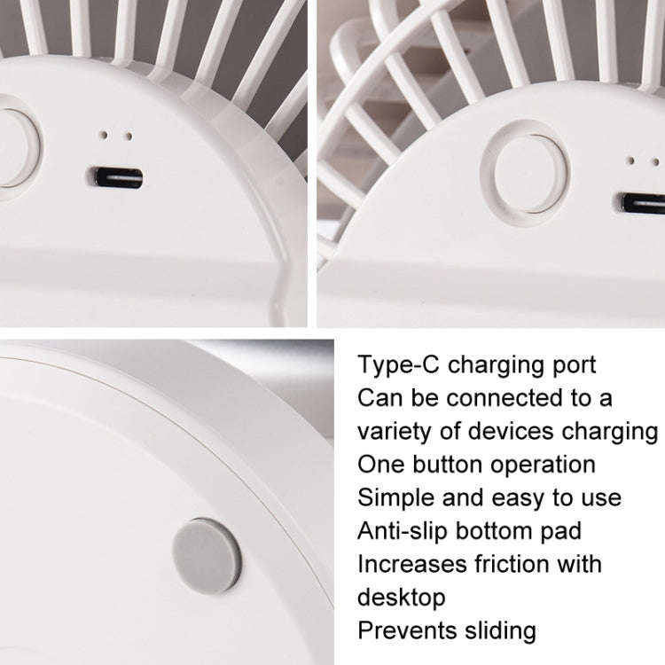 Air Circulating Fan USB Charging Desktop Quiet Fan(White)