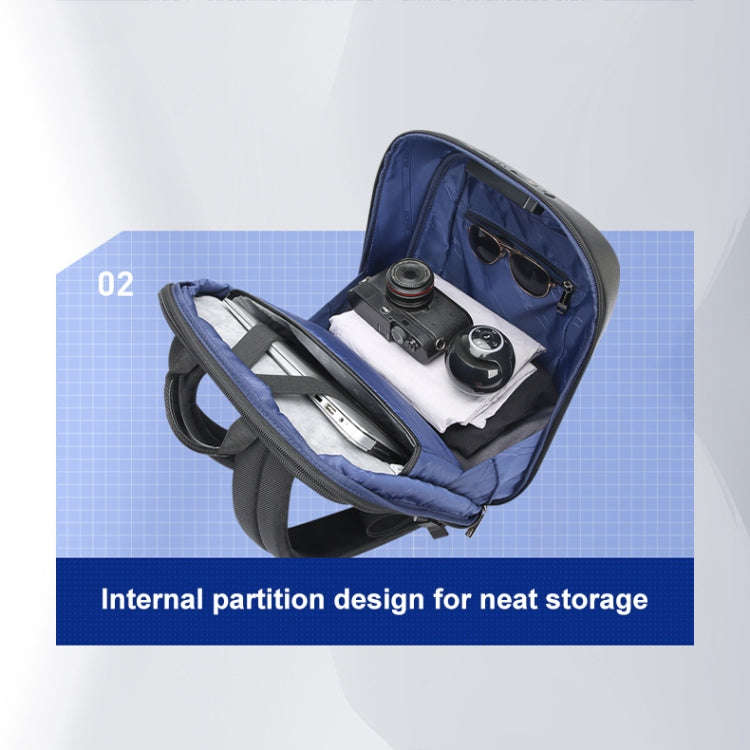Bopai 61-122579 Large Capacity Hard Shell Password Lock Waterproof Business Laptop Backpack(Grey)