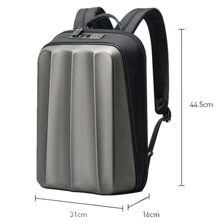 Bopai 61-122579 Large Capacity Hard Shell Password Lock Waterproof Business Laptop Backpack(Grey)