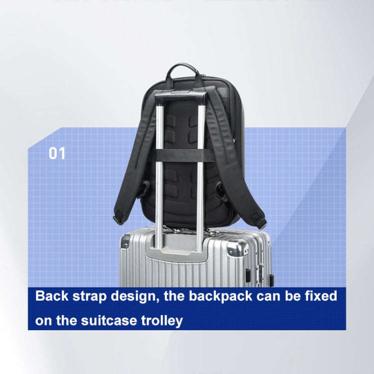 Bopai 61-122579 Large Capacity Hard Shell Password Lock Waterproof Business Laptop Backpack(Grey)