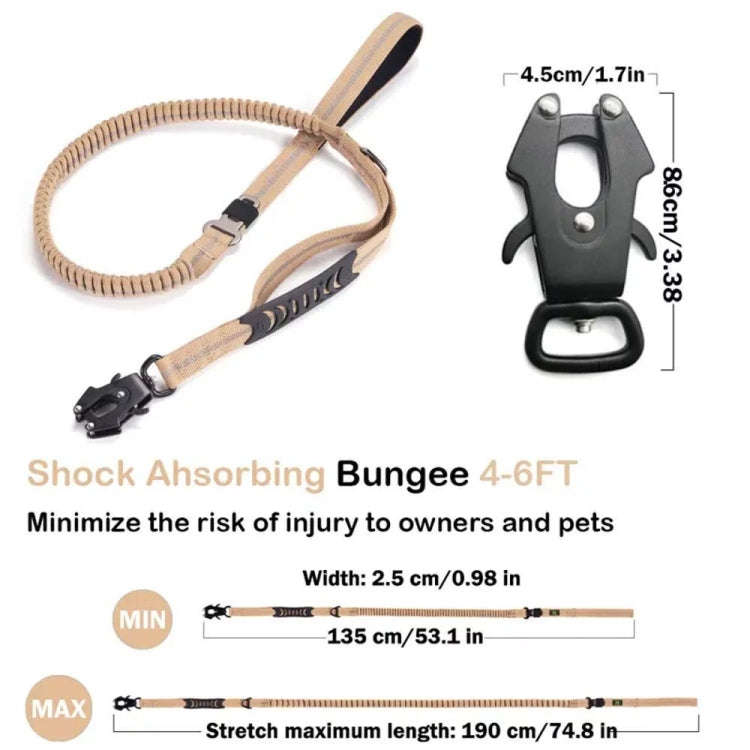 Heavy Duty Bungee Dog Leash Reflective Shock Absorbing Leashes for Medium Large Dogs(Black)